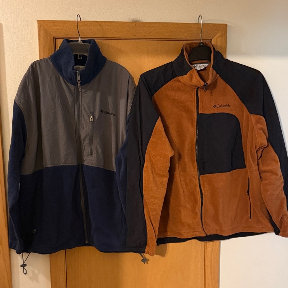 Columbia Men’s Set of 2 Full Zip Fleece Jackets Sweatshirts Blue Orange Size XXL